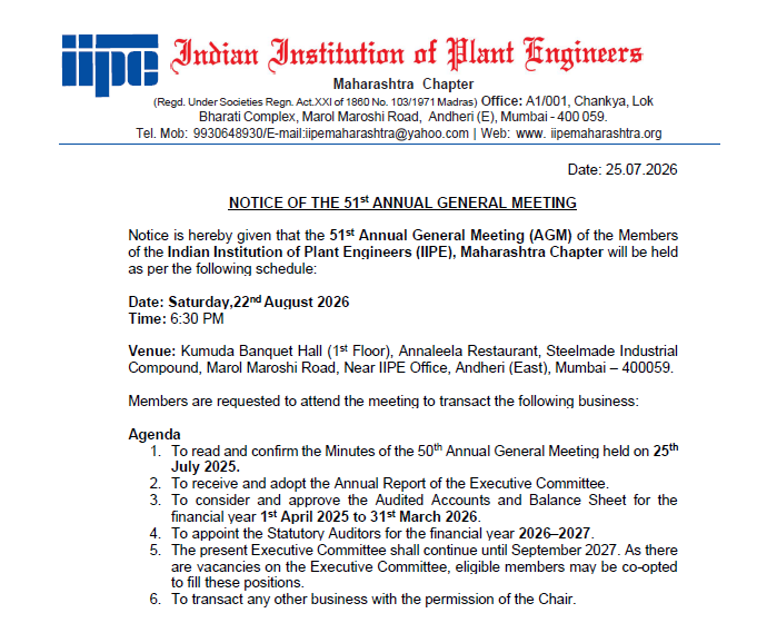 NOTICE OF THE 51st ANNUAL GENERAL MEETING